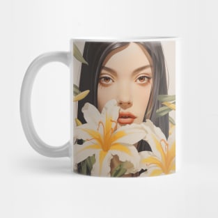 Girl with Beautiful Flower Mug